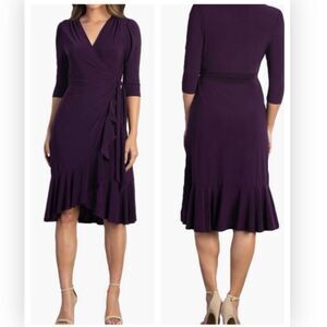 NWT Kiyonna Whimsy Ruffled Midi Wrap Dress